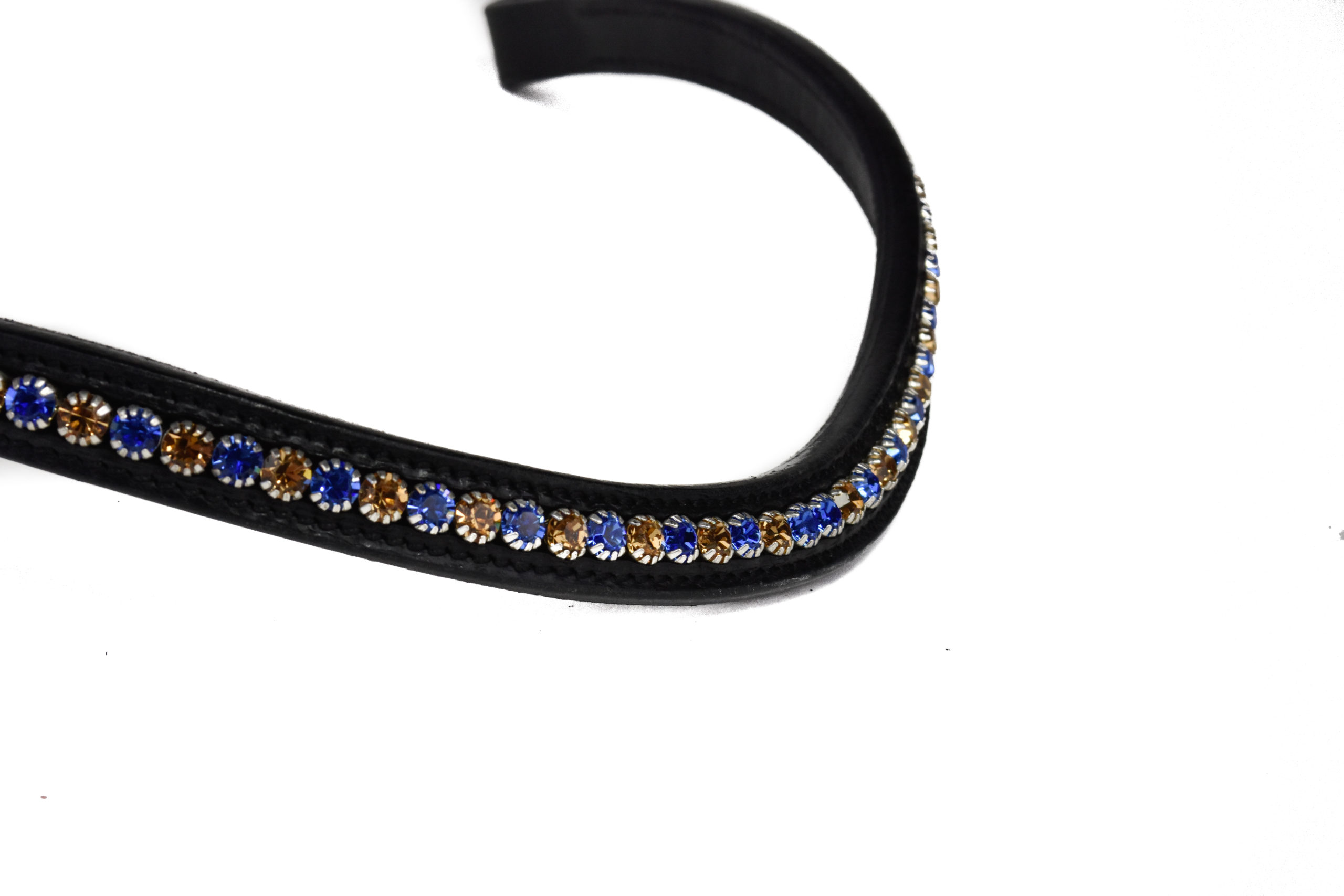 Frontriem met blauwe en gouden steentjes