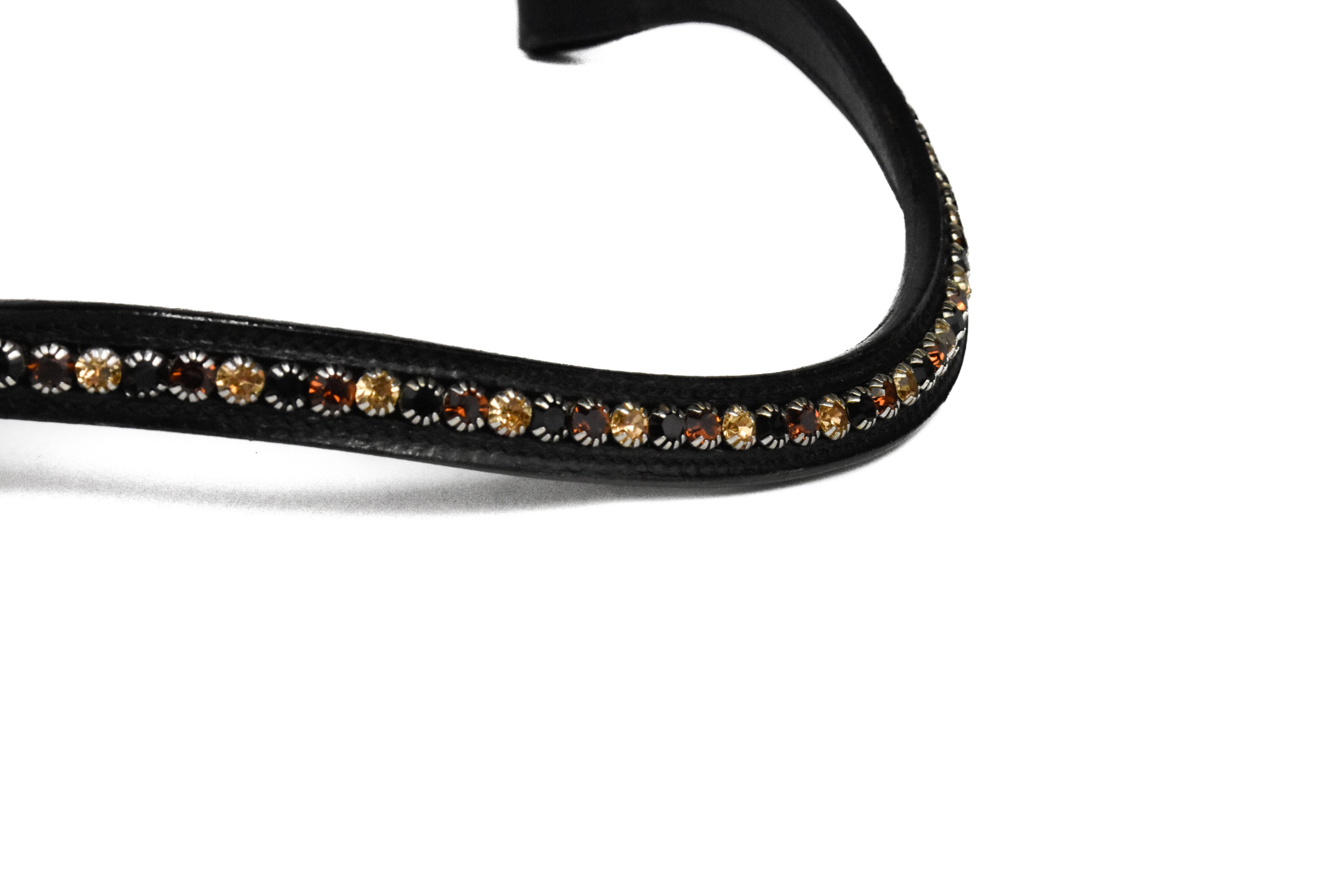 Frontriem met gouden, koperen en zwarte steentjes