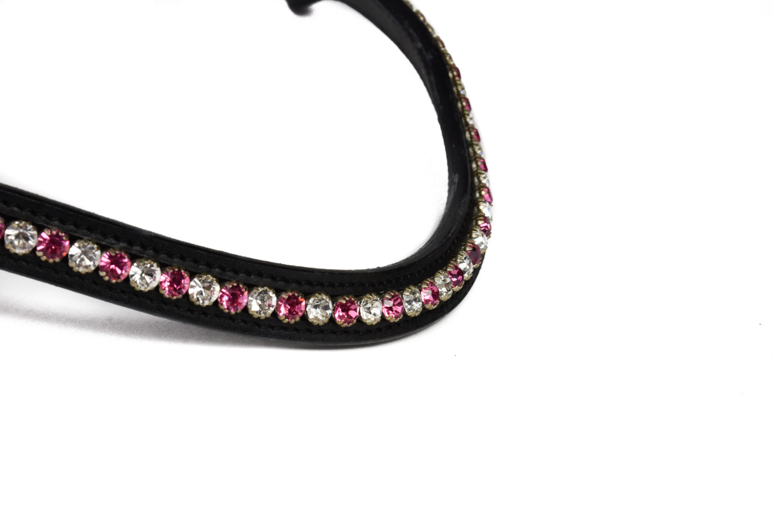 Frontriem roze en witte steentjes